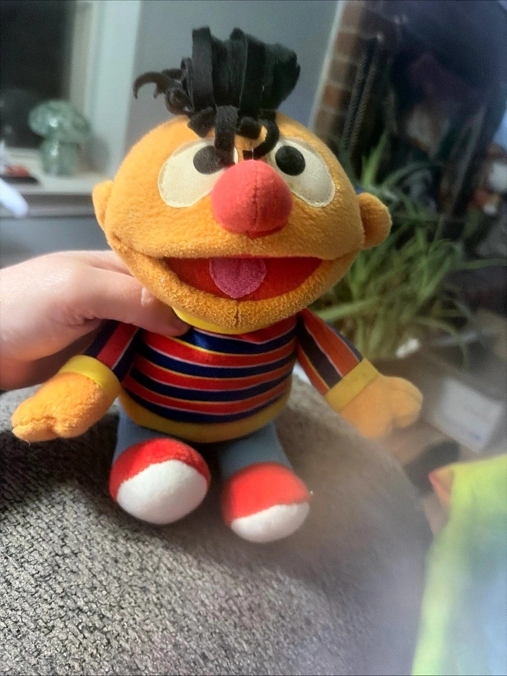 Sesame Street Ernie plush Striped Plush Toy Orange & Blue